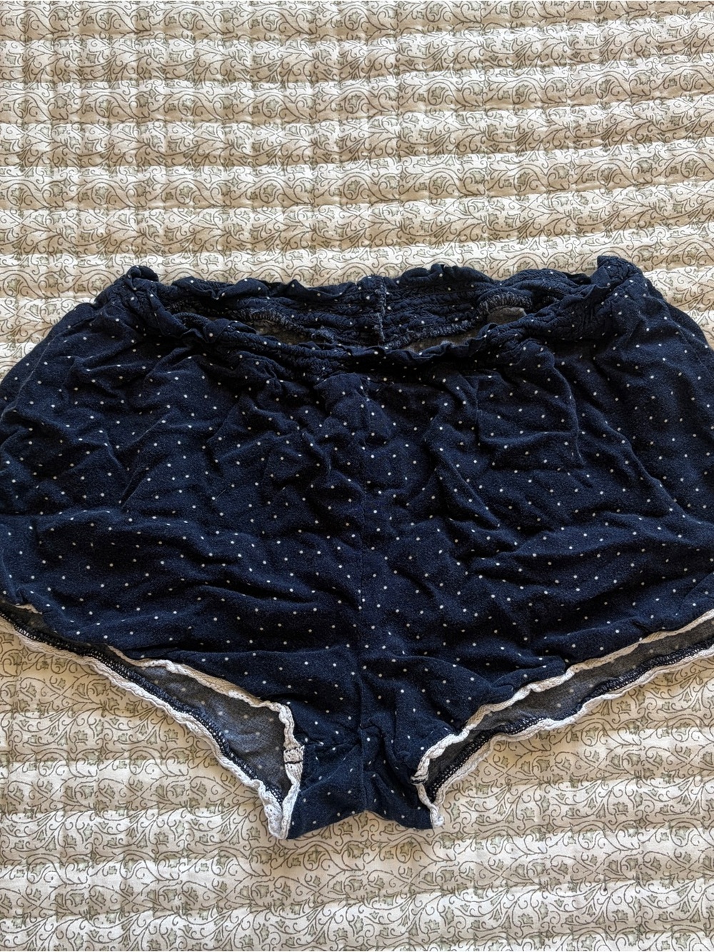 H&M Navy with White polka Dot Elastic Waist Lounge Shorts